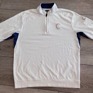 Johnnie-O Quarter Zip Pullover Sweater Mens Large White Golf Preppy Casual